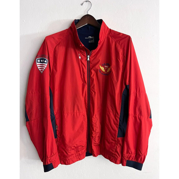 Ralph Lauren RLX Windbreaker Jacket XL Red US Open 2012 Logo Volunteer Mens - Picture 1 of 15